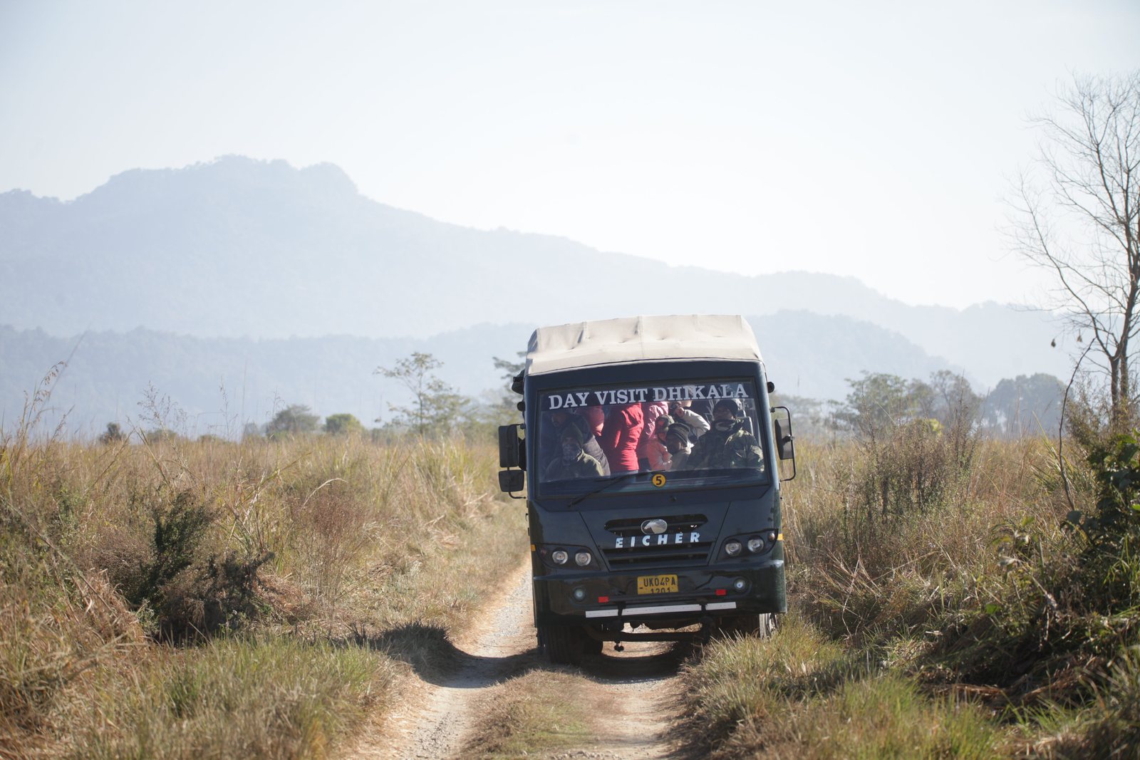 Canter Safari vehicle on a forest road in the Corbett area